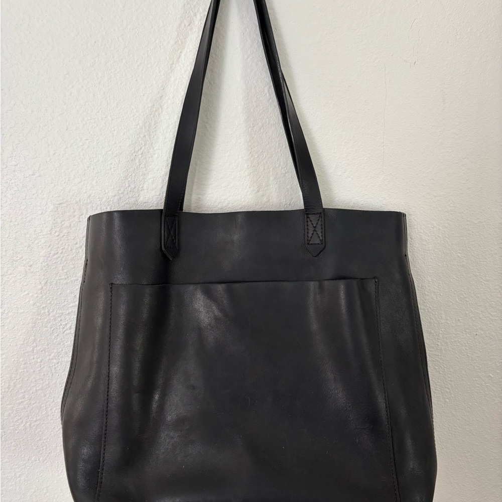 Madewell Black Leather Tote Bag